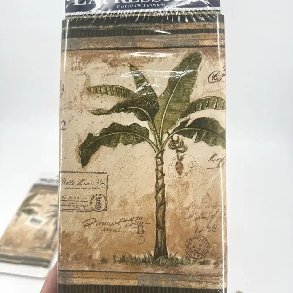 4 VTG Expressions Prepasted Wallpaper Border Palm Trees SB10245B Tropical